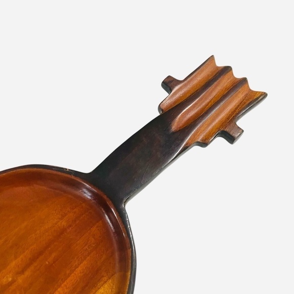 Vintage Wooden Violin Shaped Tray Made in Haiti 16”L x 6”W bottom x 5”W Top - Picture 3 of 13
